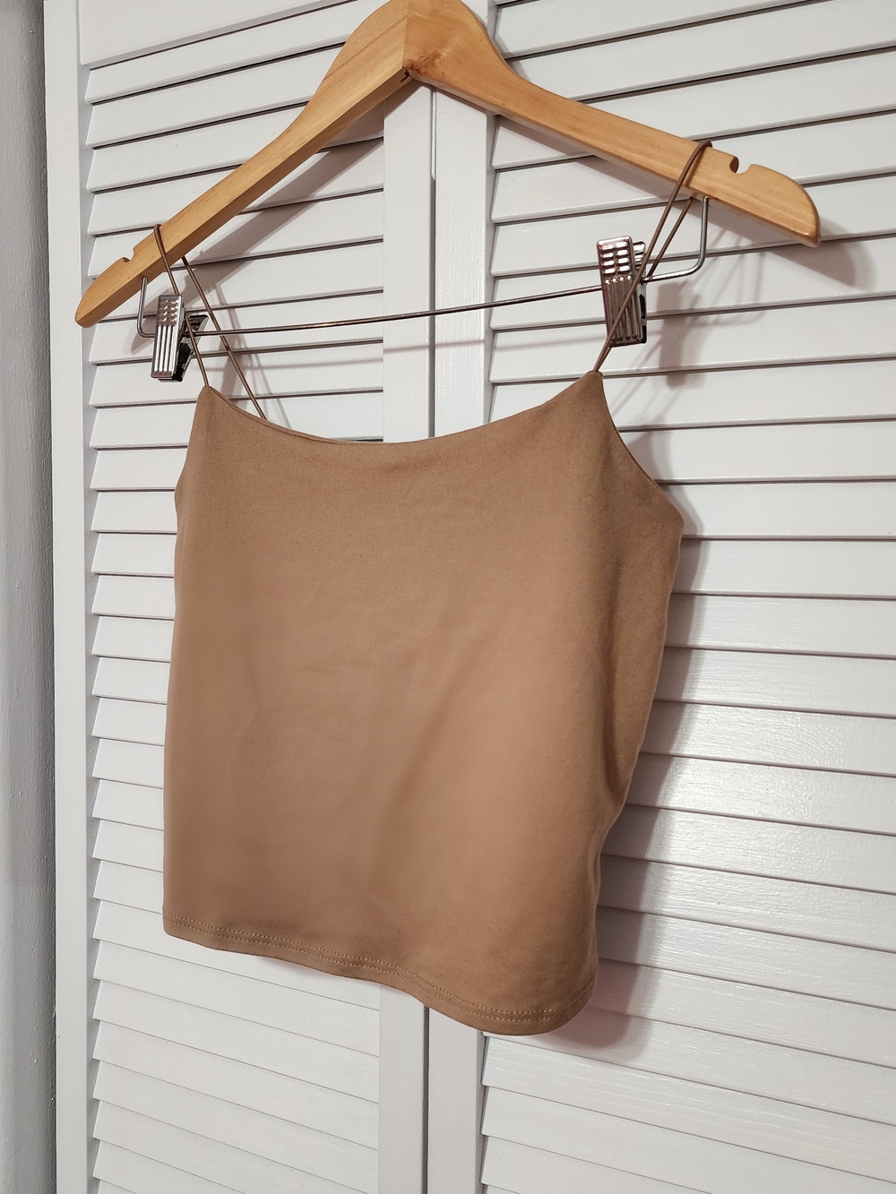 GAZE Tan Spaghetti Strap Crop Top Camisole